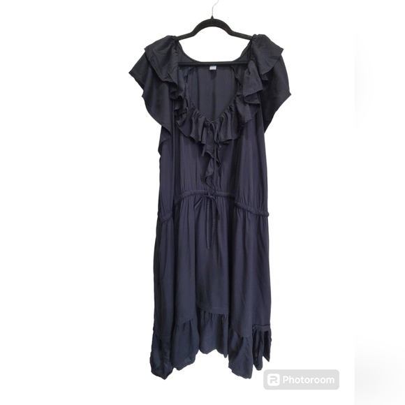 OLD NAVY 4X Ruffled V Neck and Hem with Waist Drawstring Midi Dress - Picture 1 of 7
